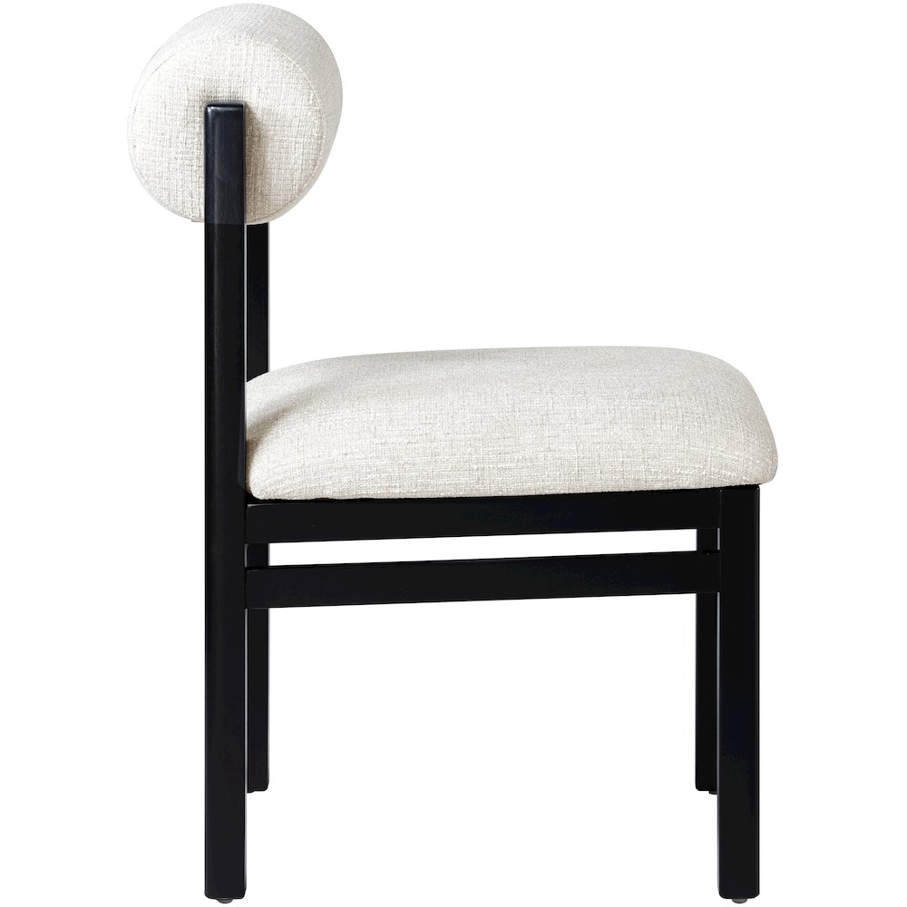 Roundhill Cream Linen Textured Fabric Upholstered Dining Chair, Set of 2. Picture 4