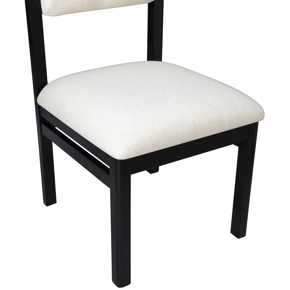 Roundhill Cream Linen Textured Fabric Upholstered Dining Chair, Set of 2. Picture 9