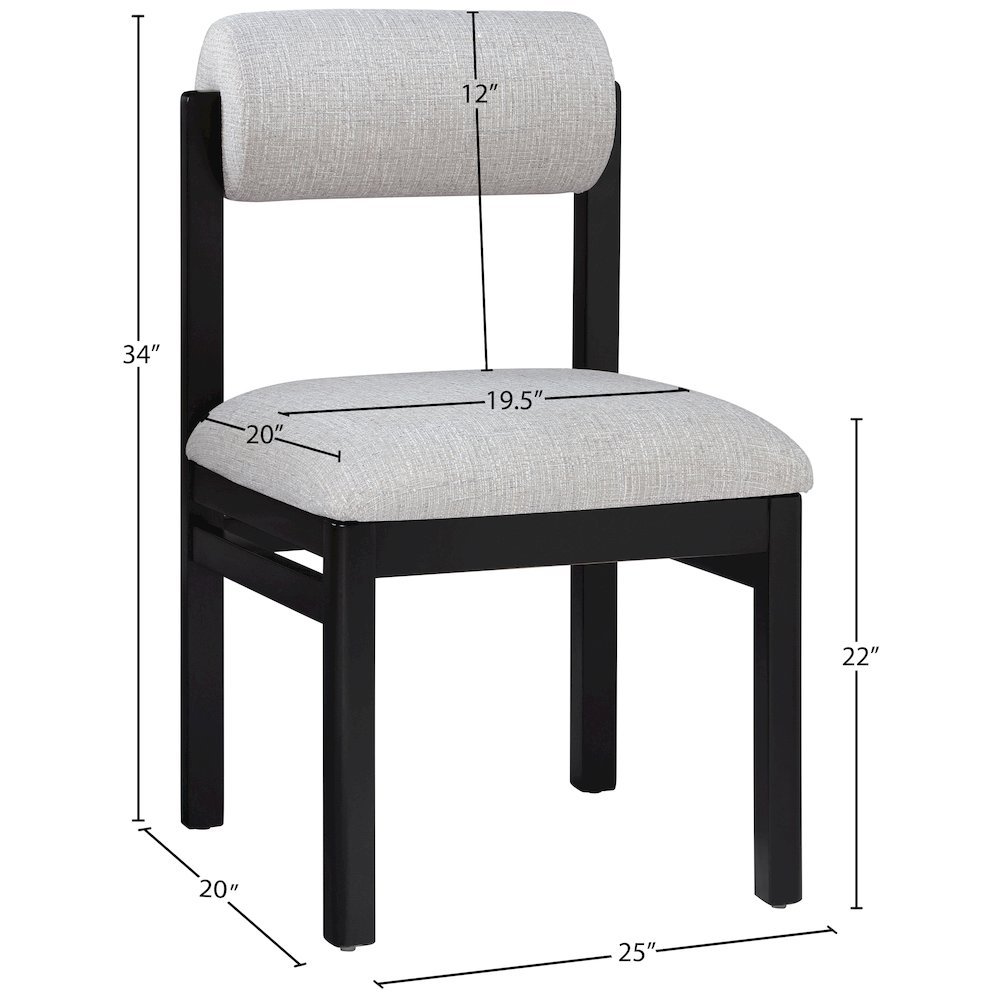 Roundhill Grey Linen Textured Fabric Upholstered Dining Chair, Set of 2. Picture 10