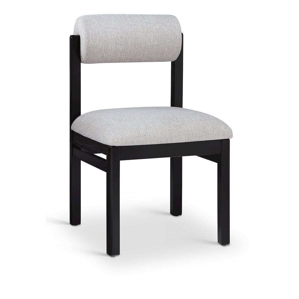 Roundhill Grey Linen Textured Fabric Upholstered Dining Chair, Set of 2. Picture 2