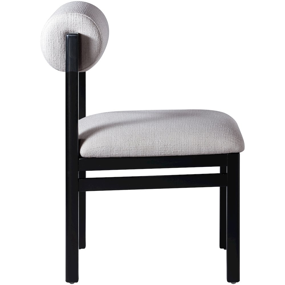 Roundhill Grey Linen Textured Fabric Upholstered Dining Chair, Set of 2. Picture 4