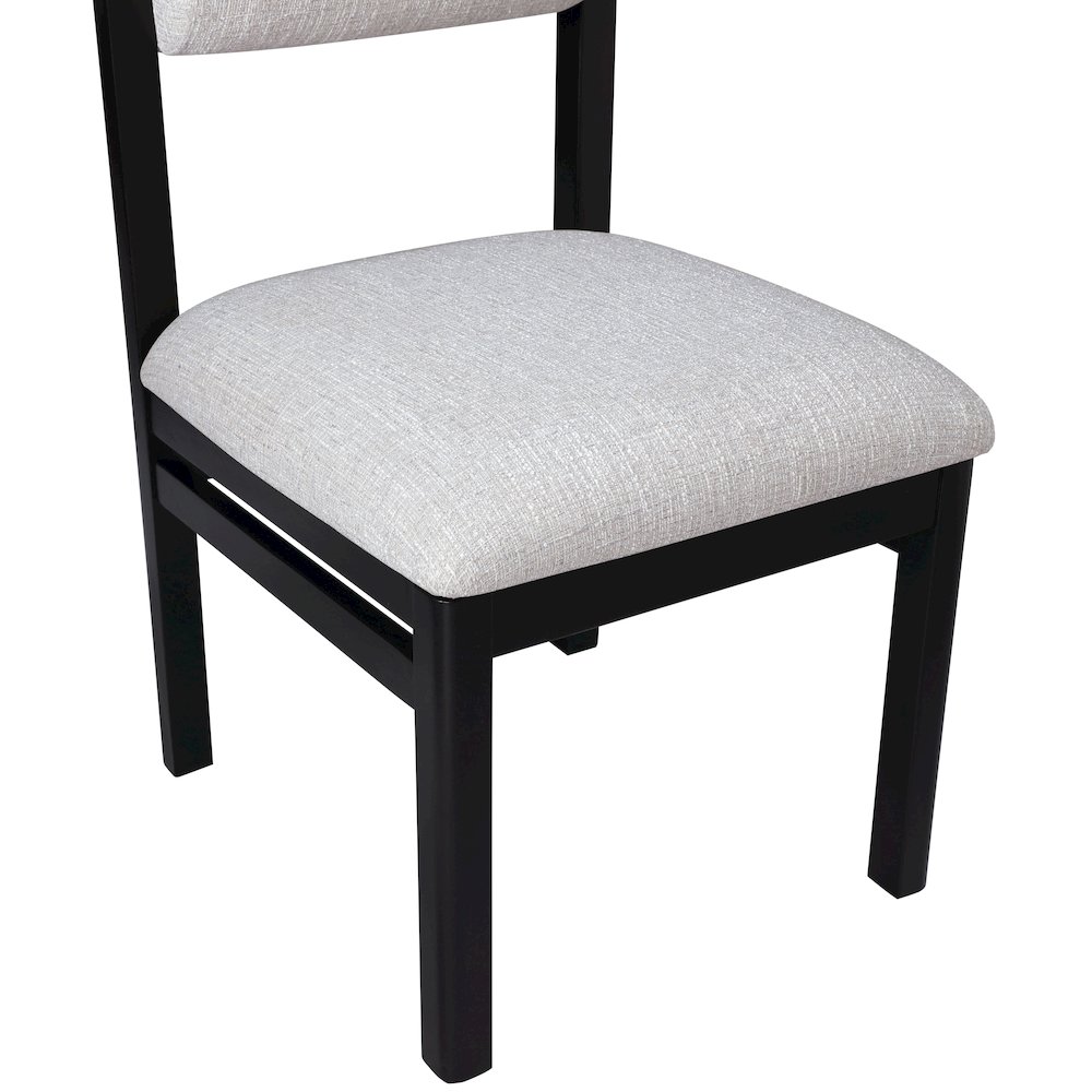 Roundhill Grey Linen Textured Fabric Upholstered Dining Chair, Set of 2. Picture 9