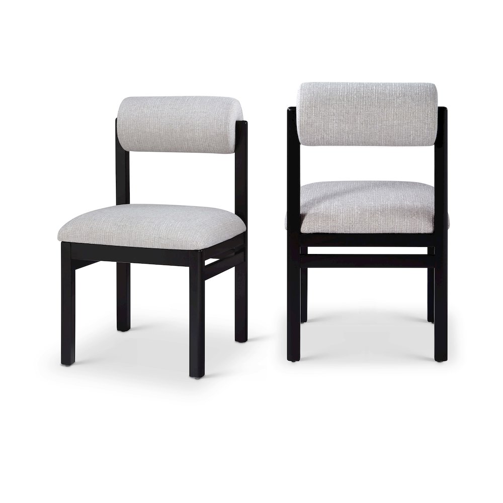 Roundhill Grey Linen Textured Fabric Upholstered Dining Chair, Set of 2. Picture 1