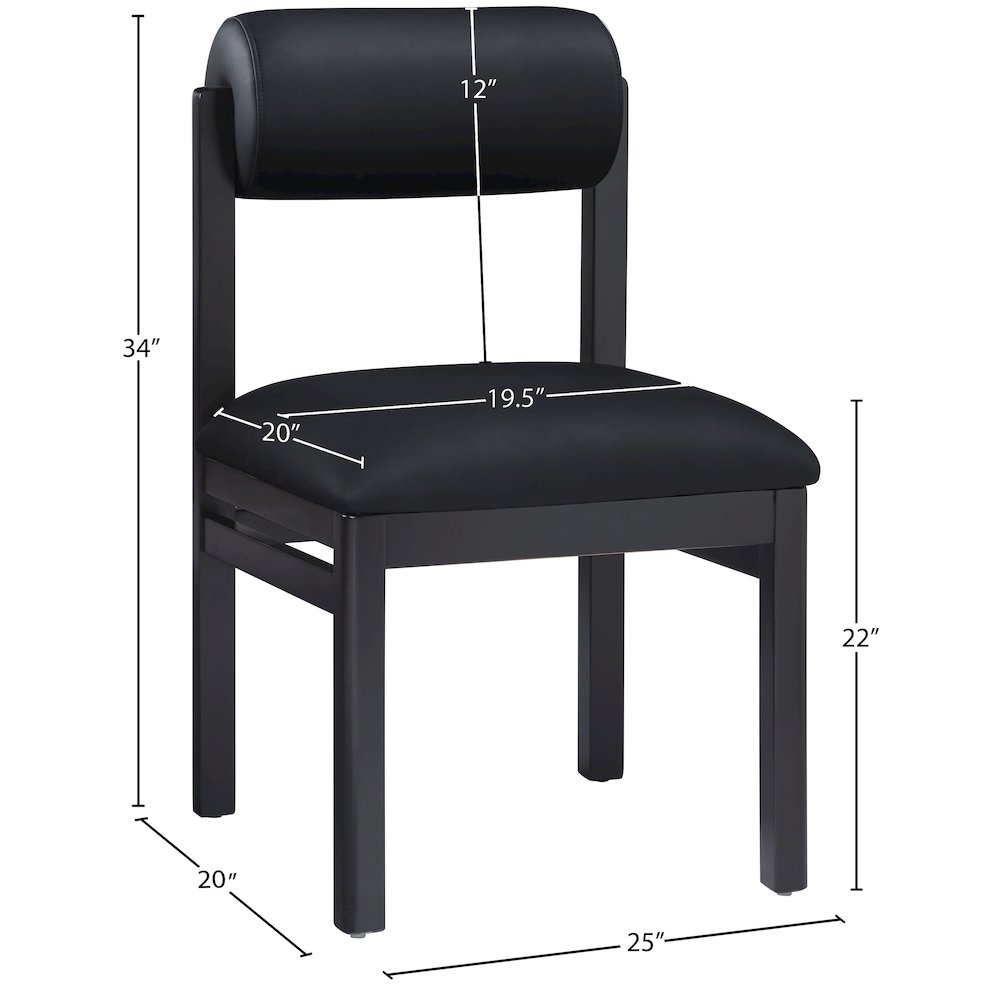 Roundhill Black Vegan Leather Upholstered Dining Chair, Set of 2. Picture 10