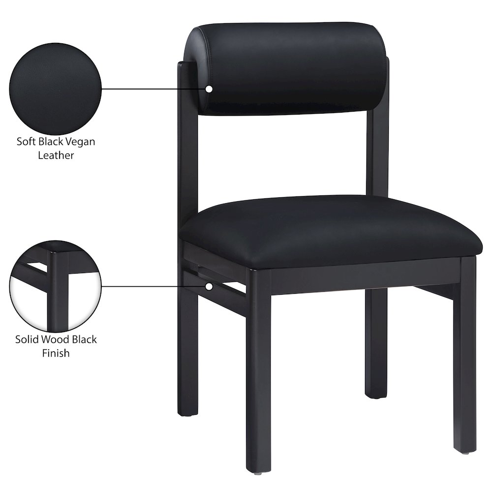 Roundhill Black Vegan Leather Upholstered Dining Chair, Set of 2. Picture 11
