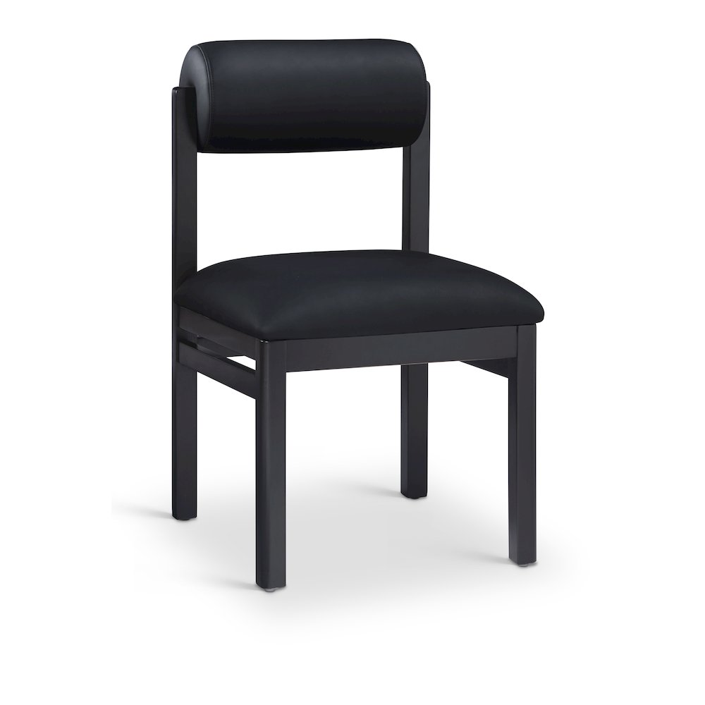 Roundhill Black Vegan Leather Upholstered Dining Chair, Set of 2. Picture 2