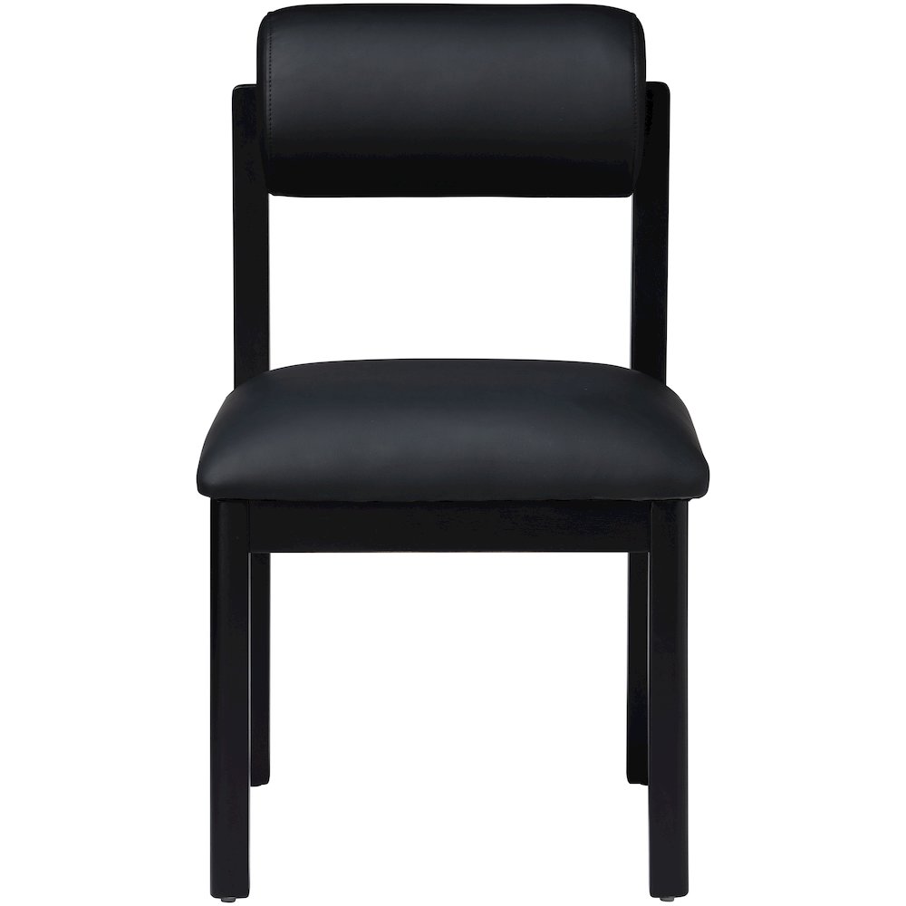 Roundhill Black Vegan Leather Upholstered Dining Chair, Set of 2. Picture 3