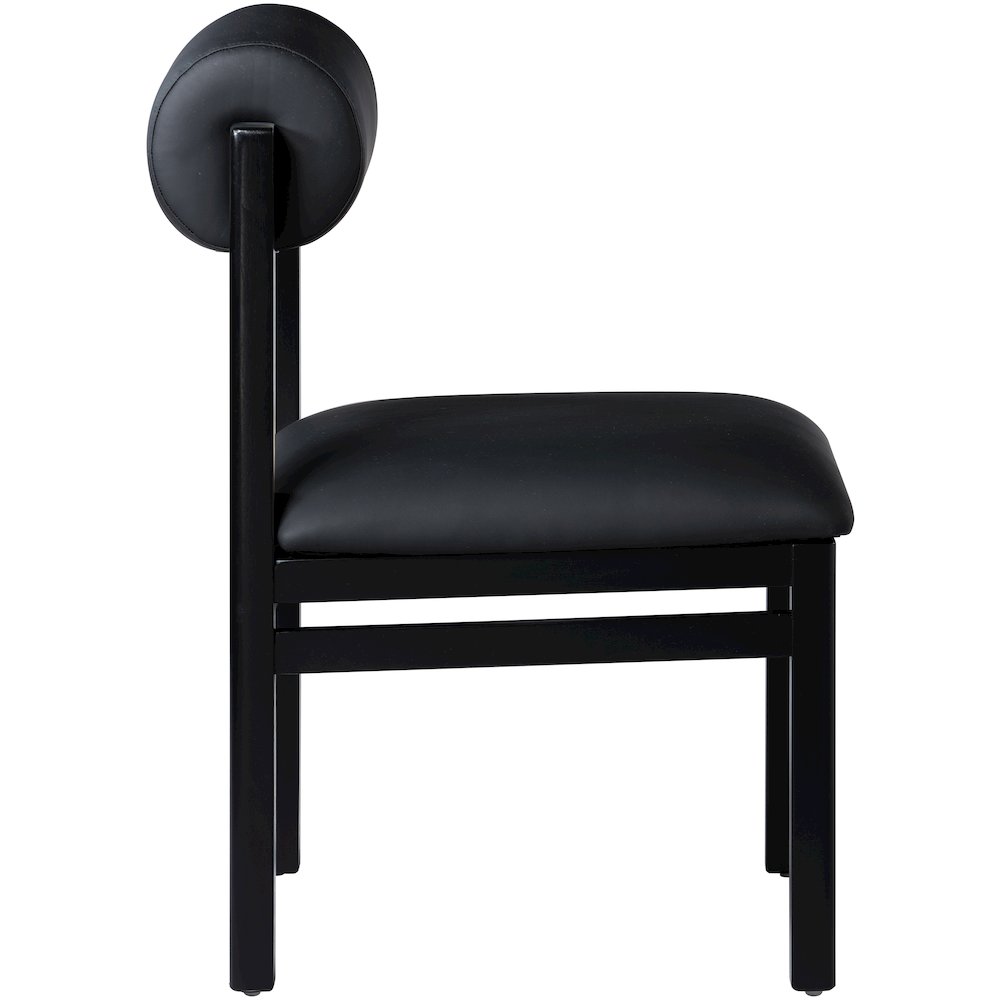 Roundhill Black Vegan Leather Upholstered Dining Chair, Set of 2. Picture 4