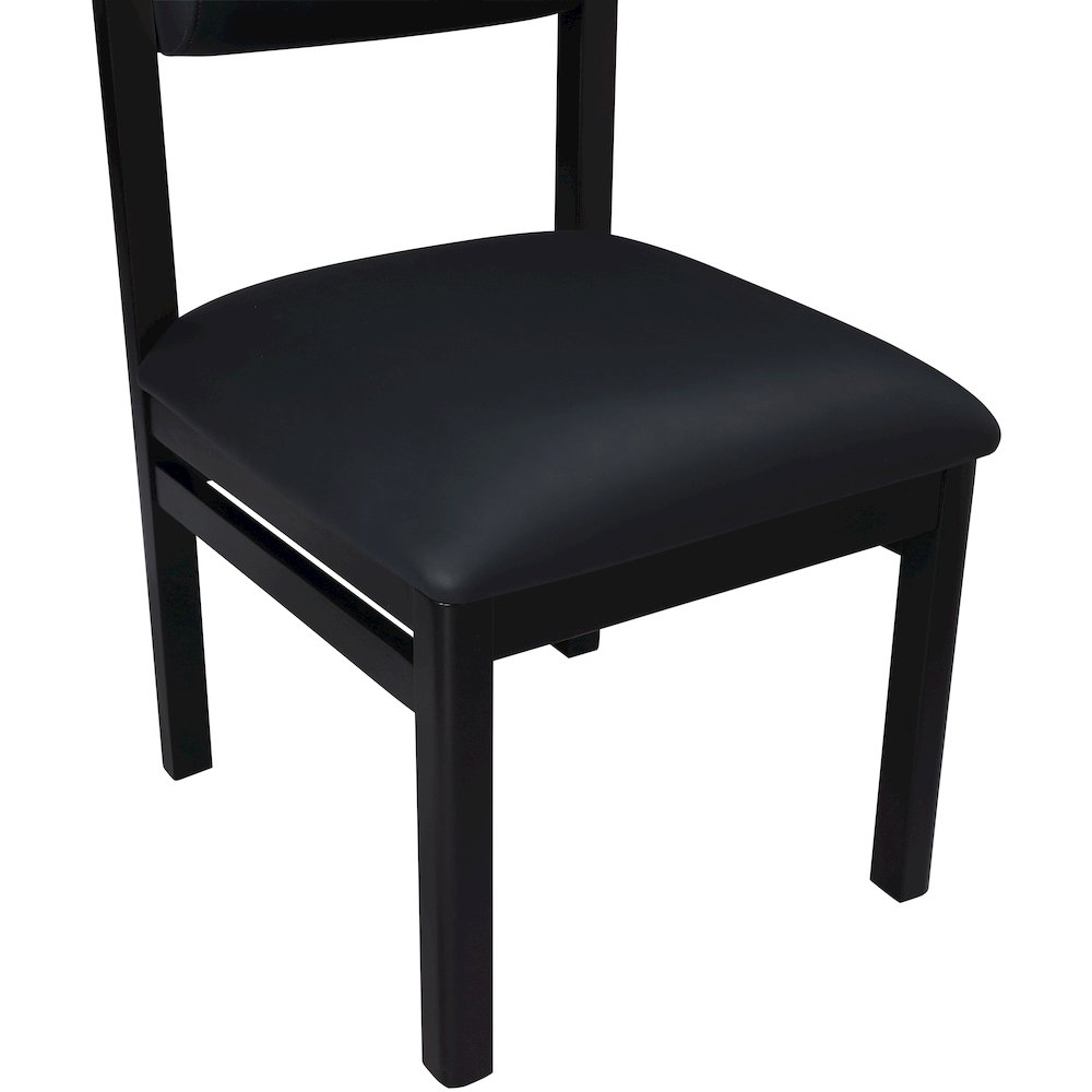 Roundhill Black Vegan Leather Upholstered Dining Chair, Set of 2. Picture 9