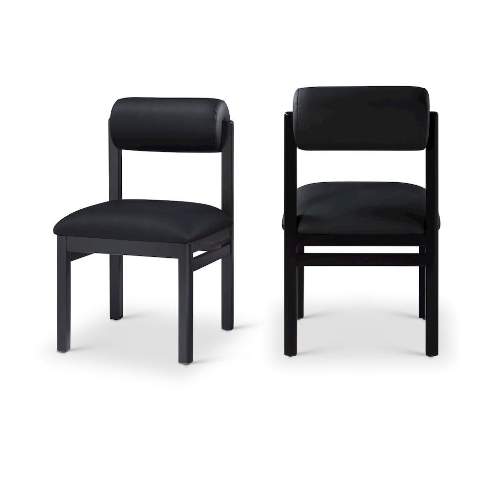 Roundhill Black Vegan Leather Upholstered Dining Chair, Set of 2. Picture 1