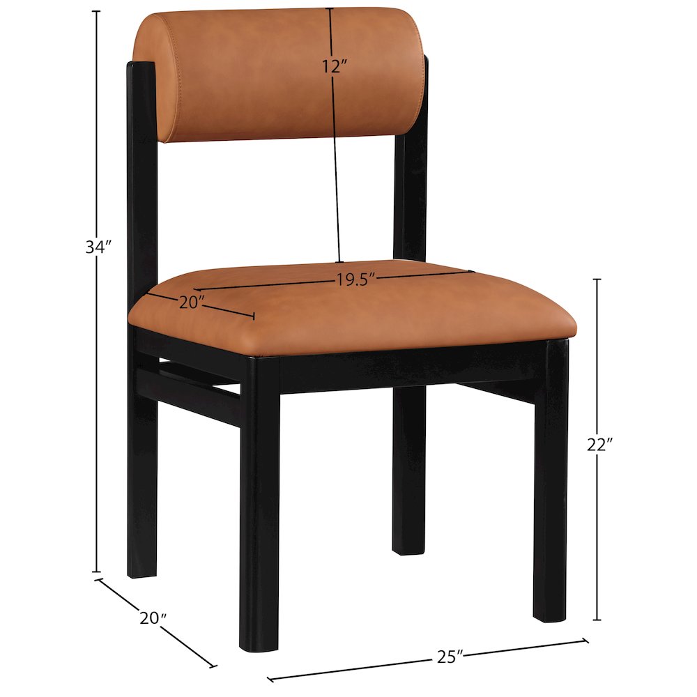 Roundhill Cognac Vegan Leather Upholstered Dining Chair, Set of 2. Picture 10
