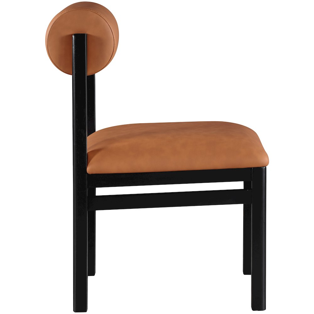 Roundhill Cognac Vegan Leather Upholstered Dining Chair, Set of 2. Picture 4