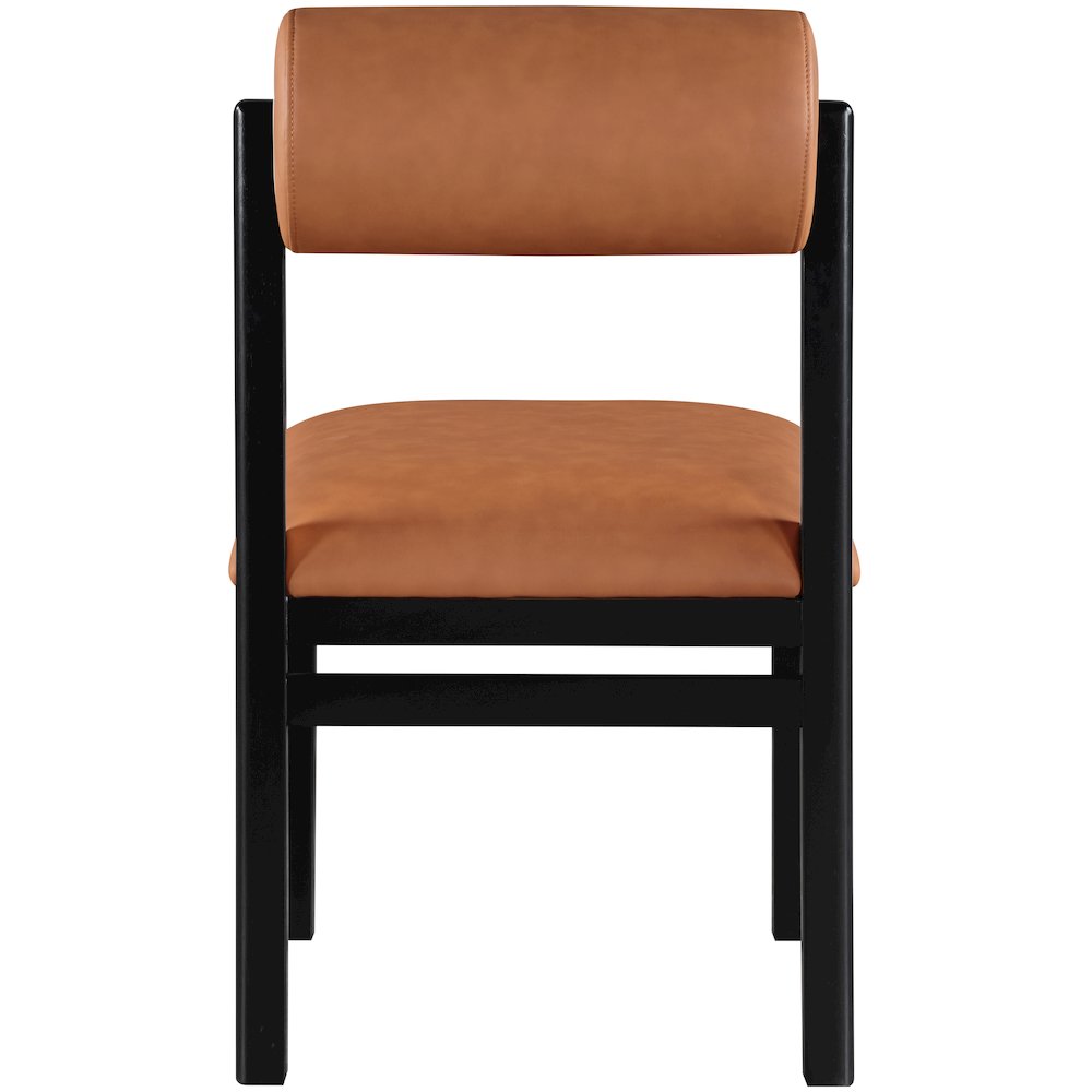 Roundhill Cognac Vegan Leather Upholstered Dining Chair, Set of 2. Picture 5