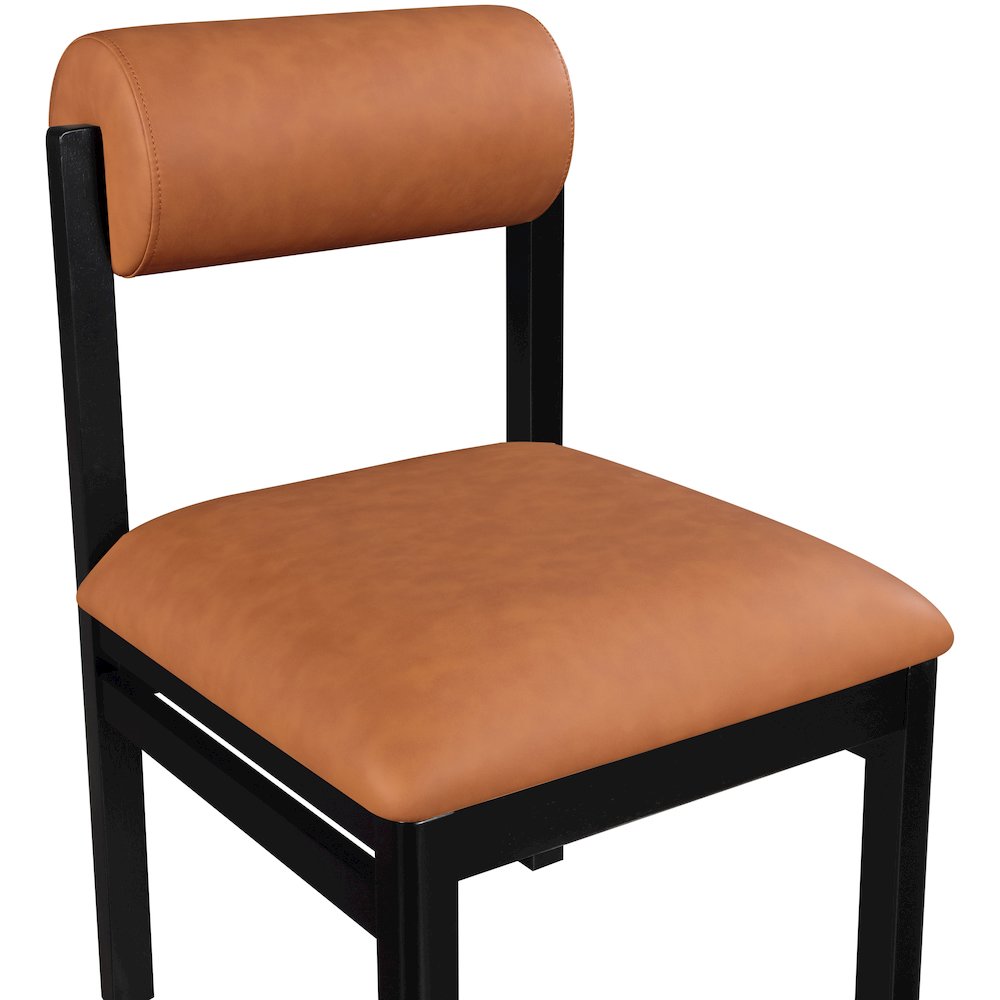 Roundhill Cognac Vegan Leather Upholstered Dining Chair, Set of 2. Picture 6