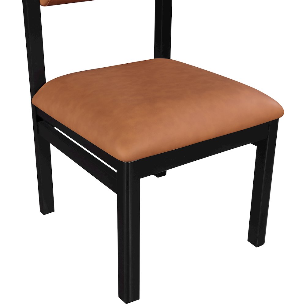 Roundhill Cognac Vegan Leather Upholstered Dining Chair, Set of 2. Picture 9
