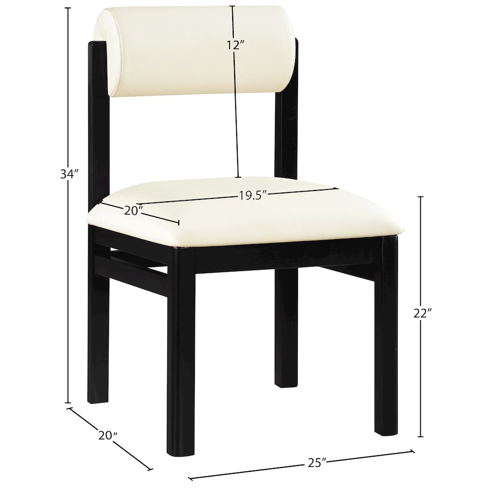 Roundhill Cream Vegan Leather Upholstered Dining Chair, Set of 2. Picture 10