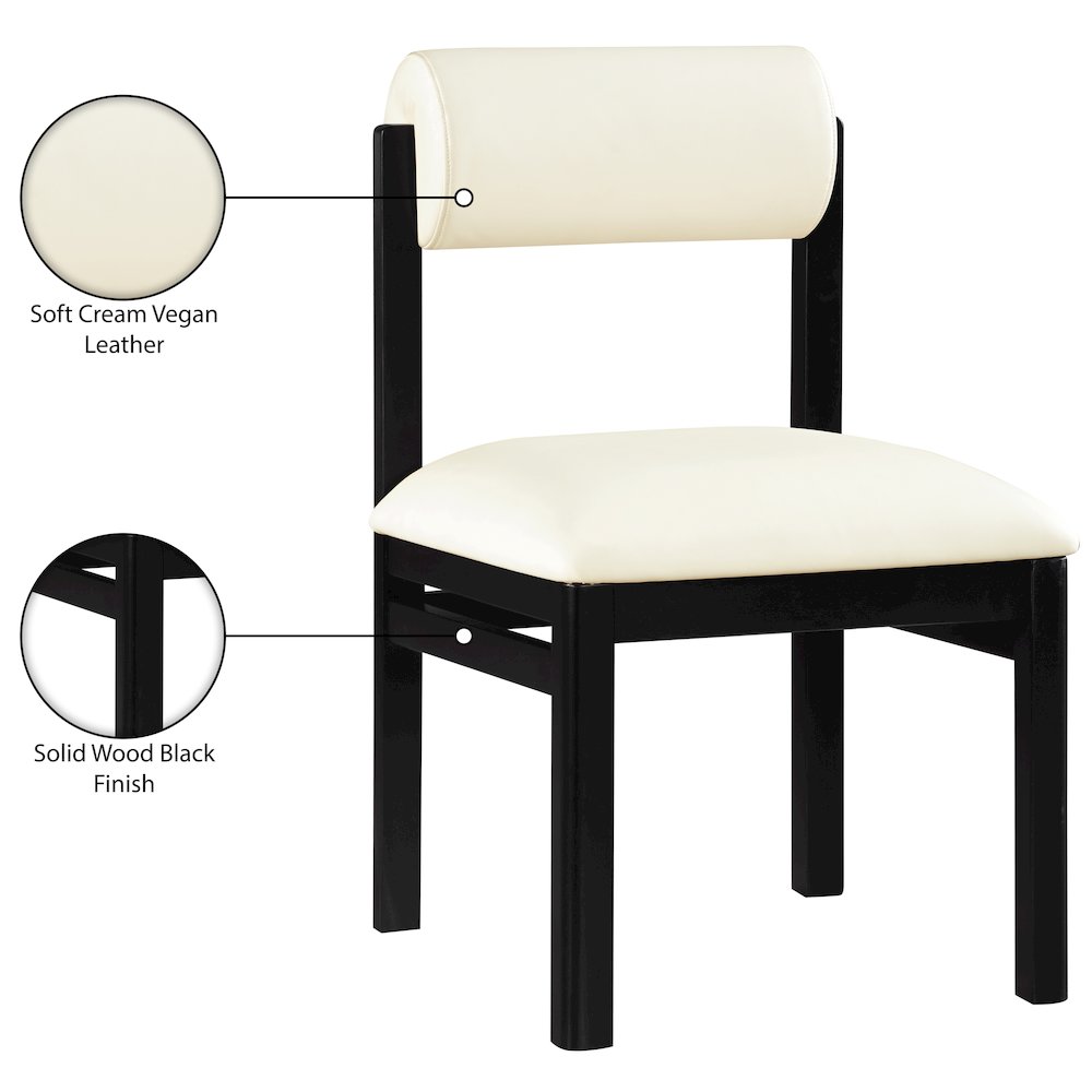 Roundhill Cream Vegan Leather Upholstered Dining Chair, Set of 2. Picture 11