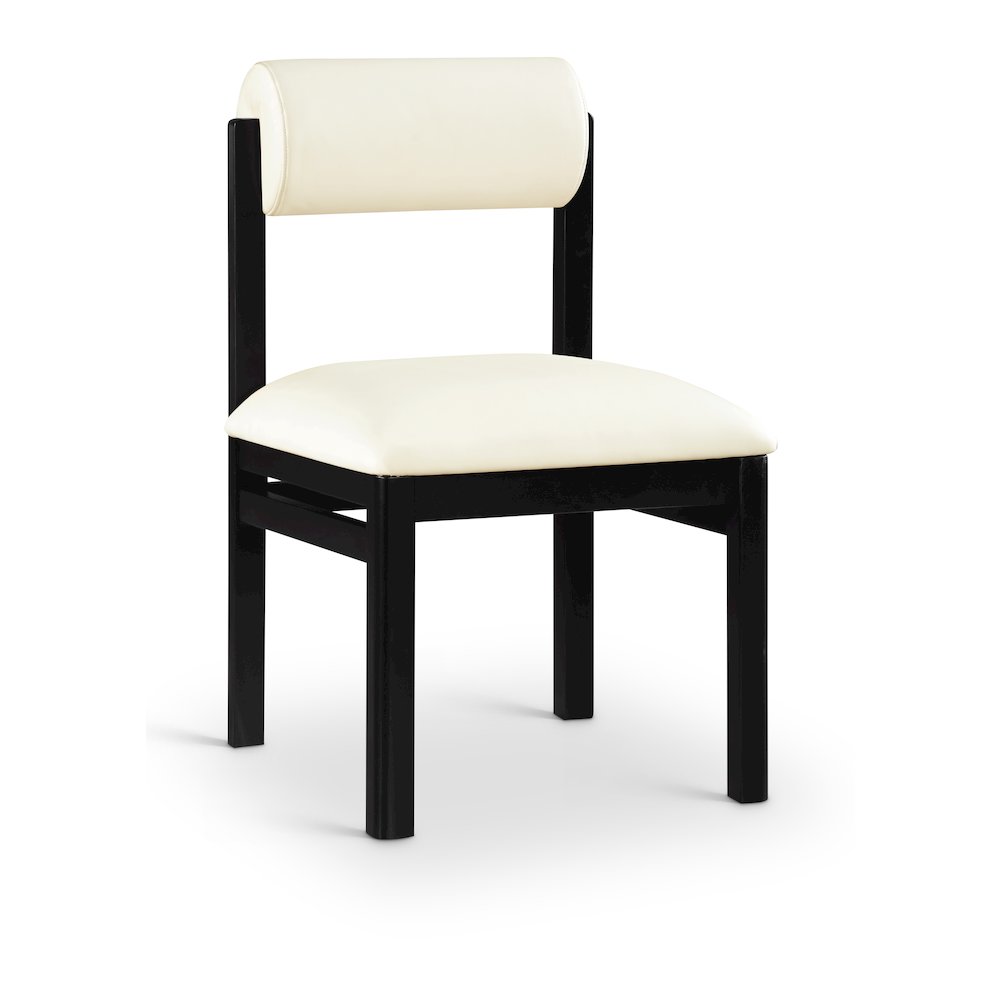 Roundhill Cream Vegan Leather Upholstered Dining Chair, Set of 2. Picture 2