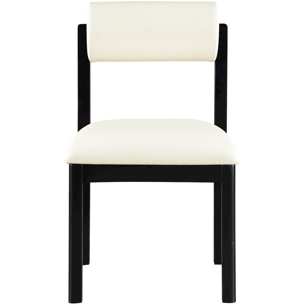 Roundhill Cream Vegan Leather Upholstered Dining Chair, Set of 2. Picture 3