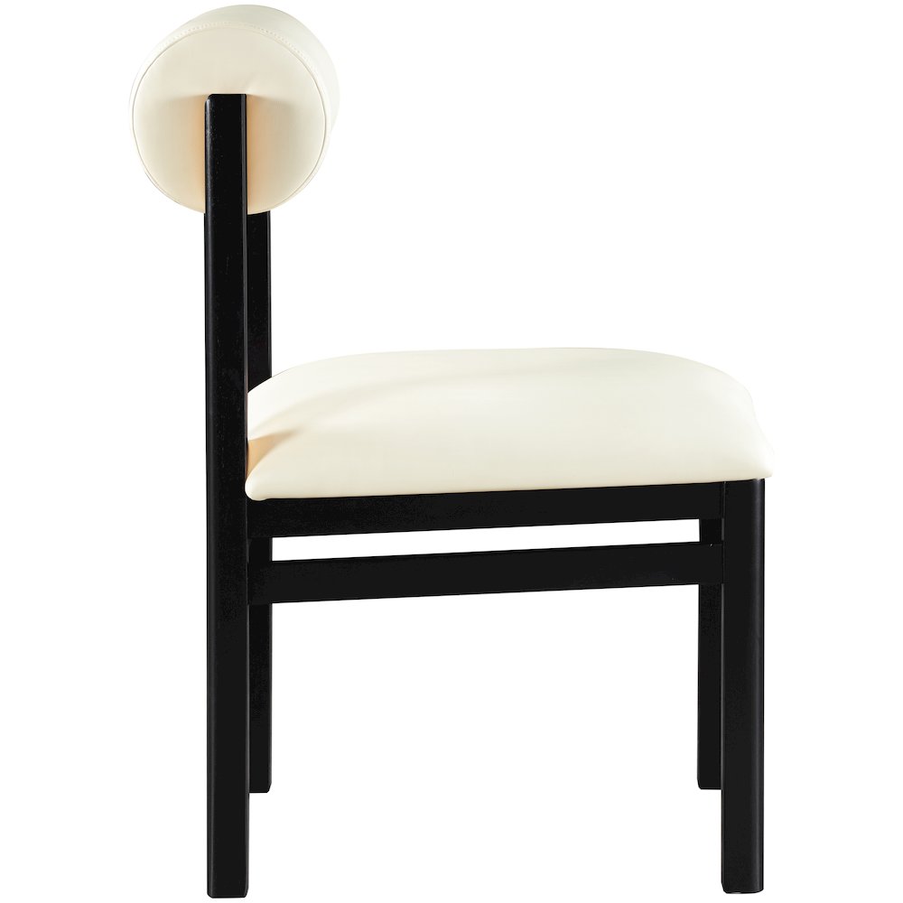 Roundhill Cream Vegan Leather Upholstered Dining Chair, Set of 2. Picture 4