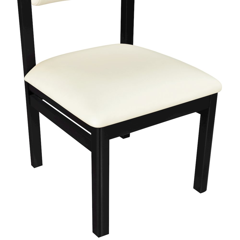 Roundhill Cream Vegan Leather Upholstered Dining Chair, Set of 2. Picture 9