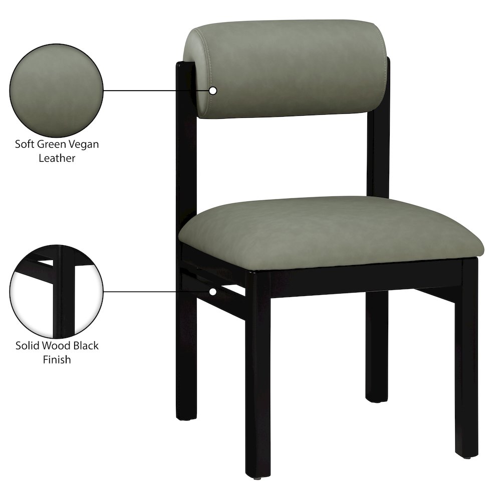 Roundhill Green Vegan Leather Upholstered Dining Chair, Set of 2. Picture 11