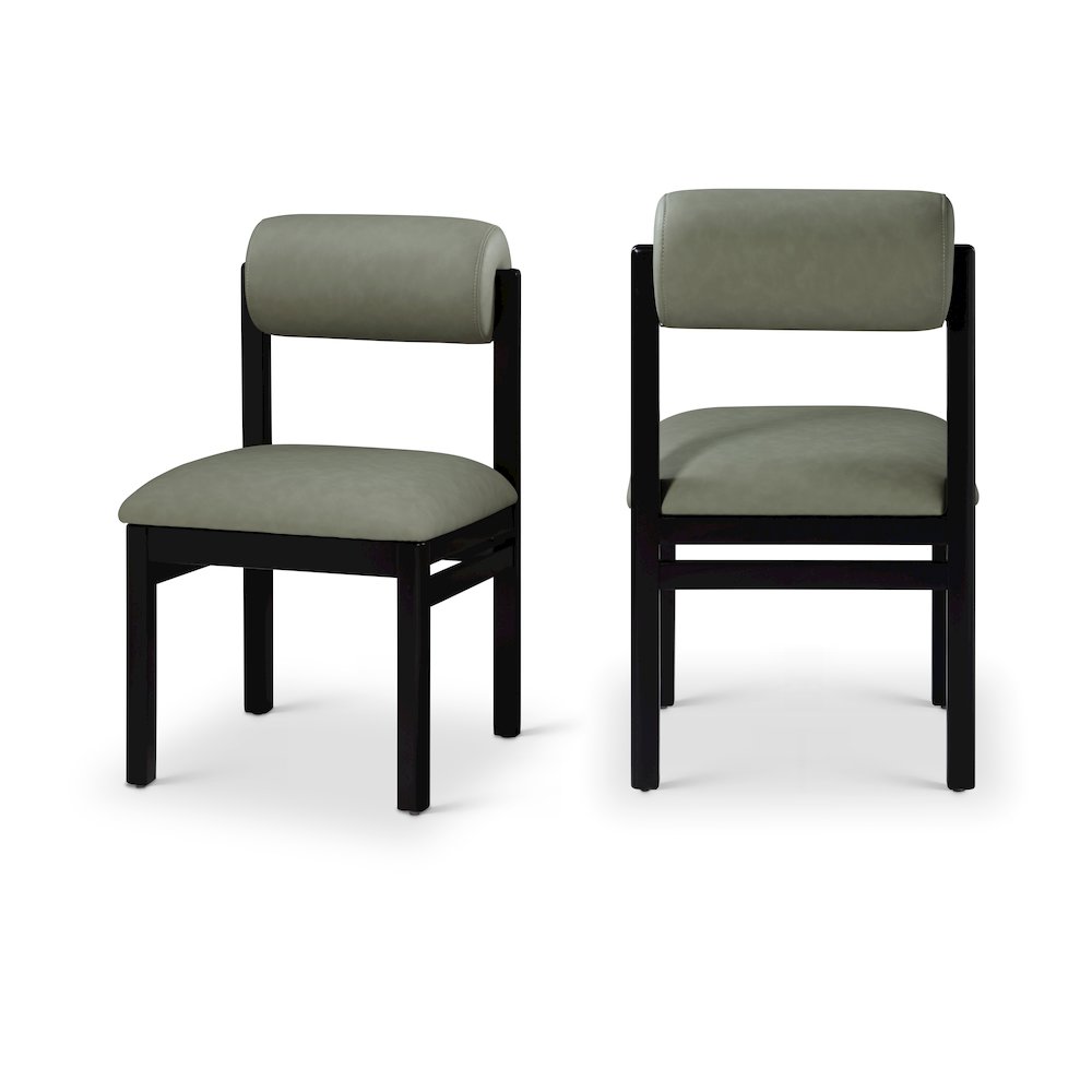 Roundhill Green Vegan Leather Upholstered Dining Chair, Set of 2. Picture 1