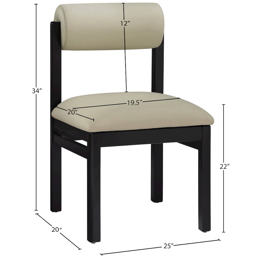 Roundhill Taupe Vegan Leather Upholstered Dining Chair, Set of 2. Picture 10