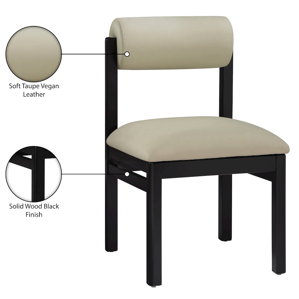 Roundhill Taupe Vegan Leather Upholstered Dining Chair, Set of 2. Picture 11