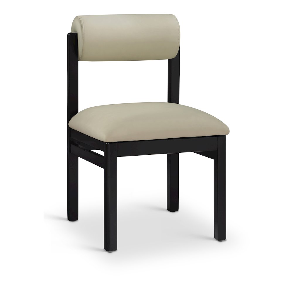 Roundhill Taupe Vegan Leather Upholstered Dining Chair, Set of 2. Picture 2