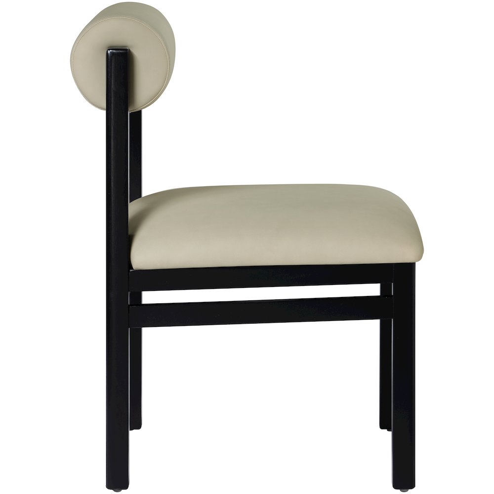 Roundhill Taupe Vegan Leather Upholstered Dining Chair, Set of 2. Picture 4