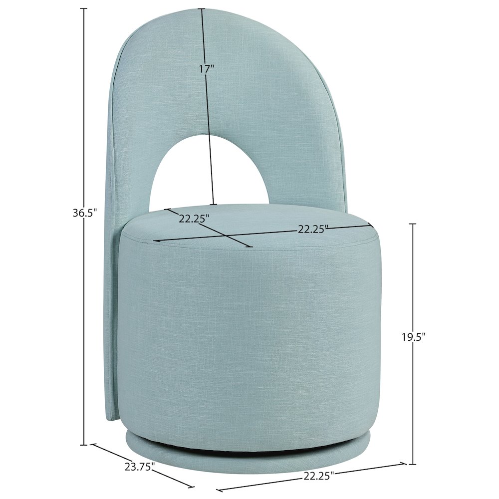 Light Blue Linen Textured Performance Fabric Upholstered Dining Chair, Set of 2. Picture 11