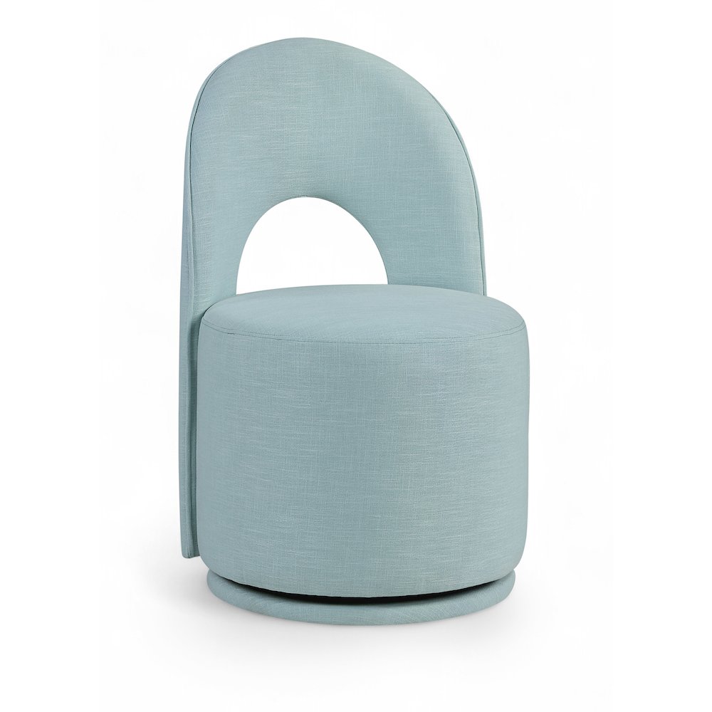 Light Blue Linen Textured Performance Fabric Upholstered Dining Chair, Set of 2. Picture 2