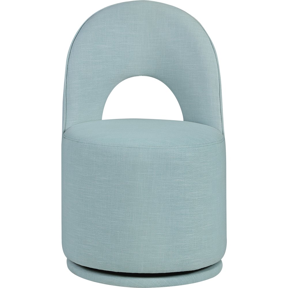 Light Blue Linen Textured Performance Fabric Upholstered Dining Chair, Set of 2. Picture 3
