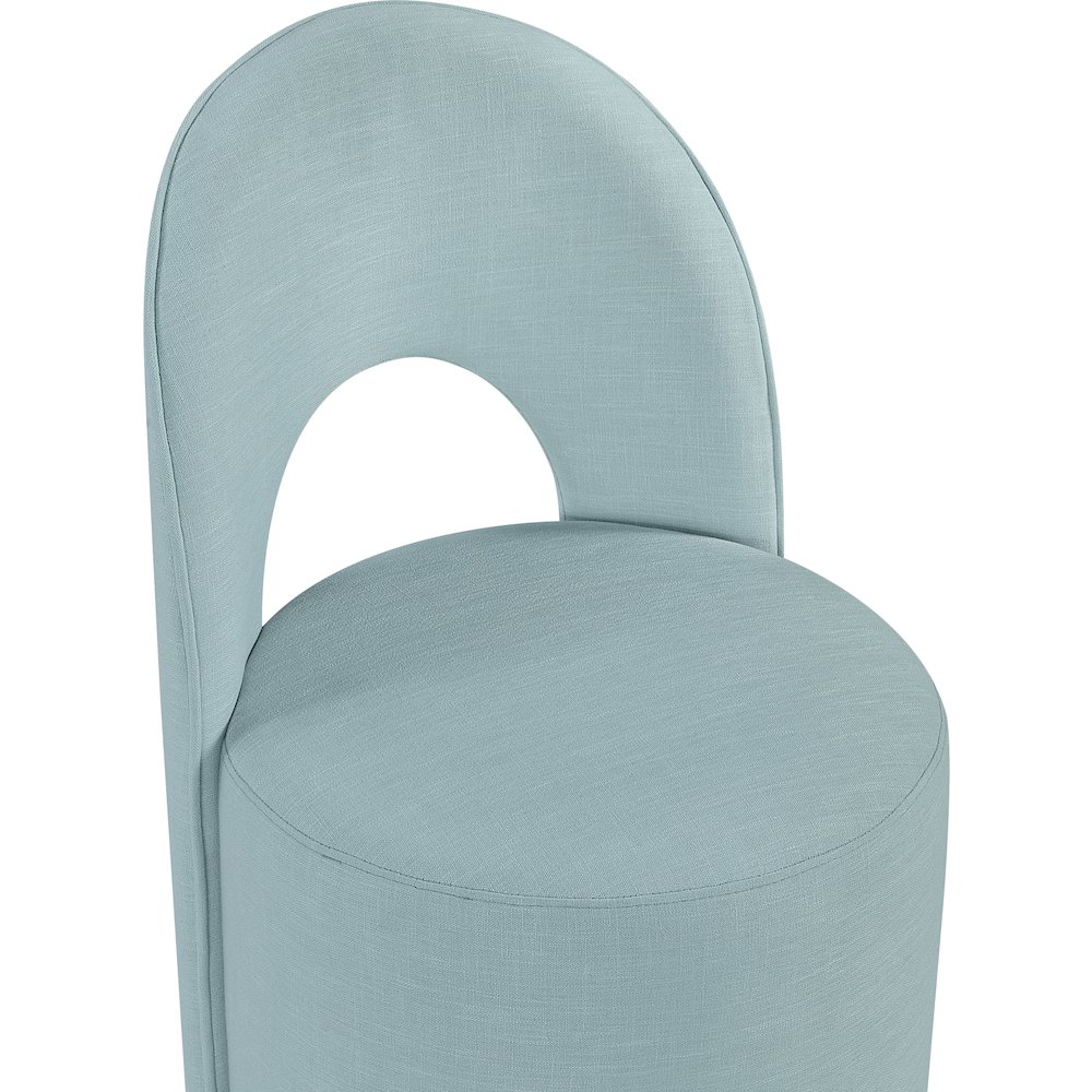 Light Blue Linen Textured Performance Fabric Upholstered Dining Chair, Set of 2. Picture 6