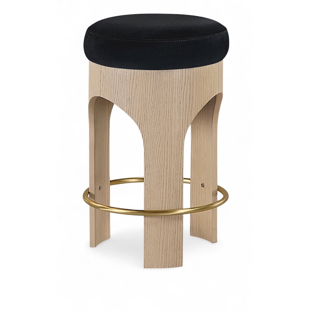 Bocceli Black Velvet Upholstered Counter Stool. Picture 1