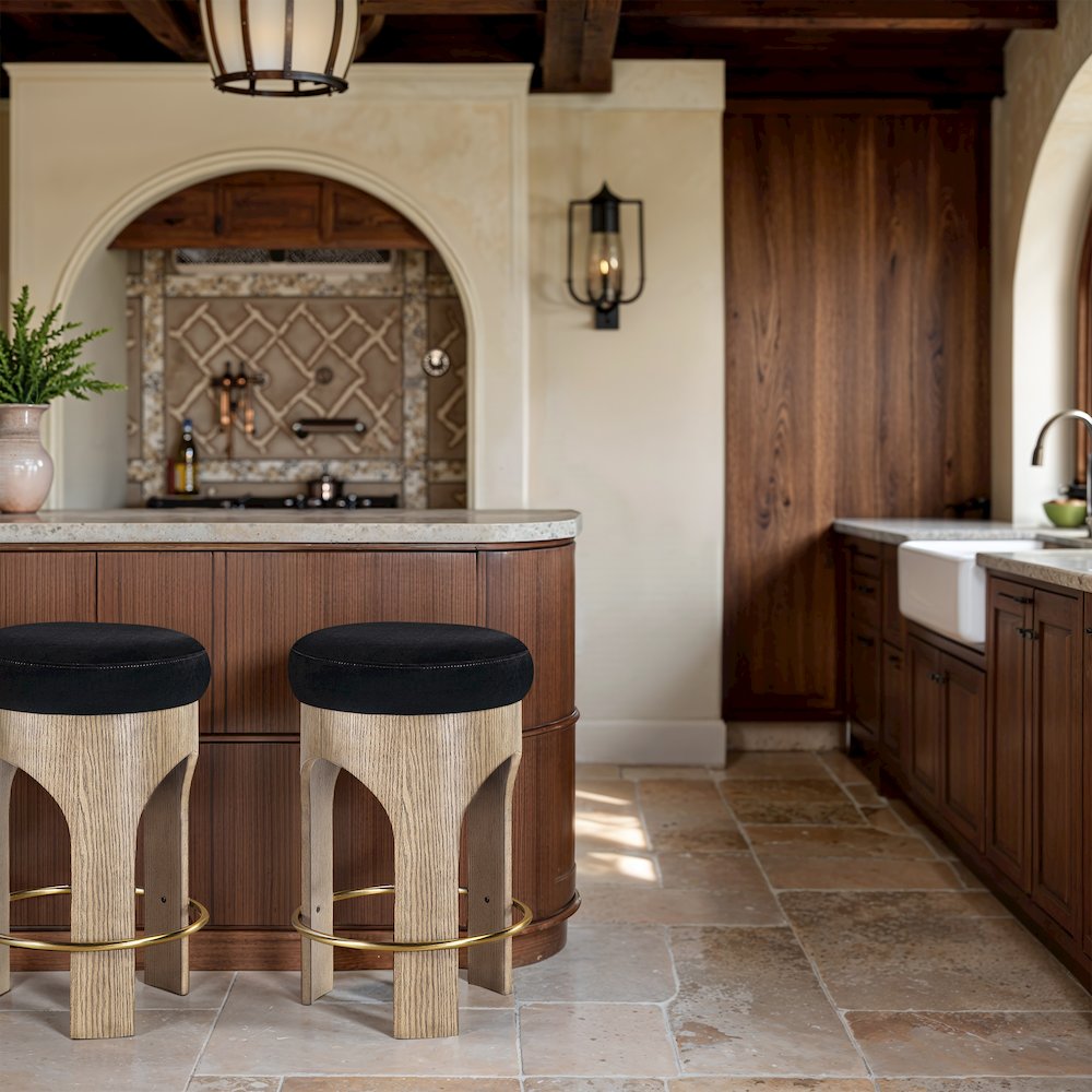 Bocceli Black Velvet Upholstered Counter Stool. Picture 6