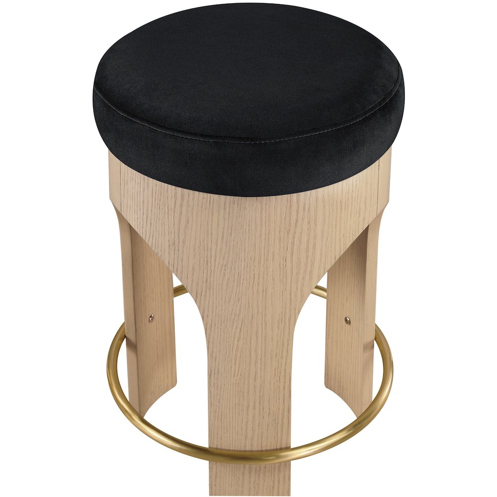 Bocceli Black Velvet Upholstered Counter Stool. Picture 7