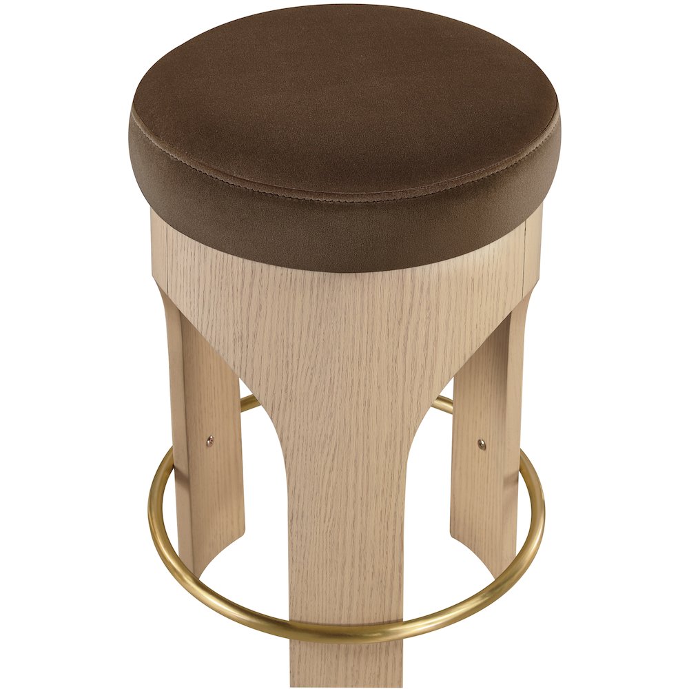 Bocceli Brown Velvet Upholstered Counter Stool. Picture 7