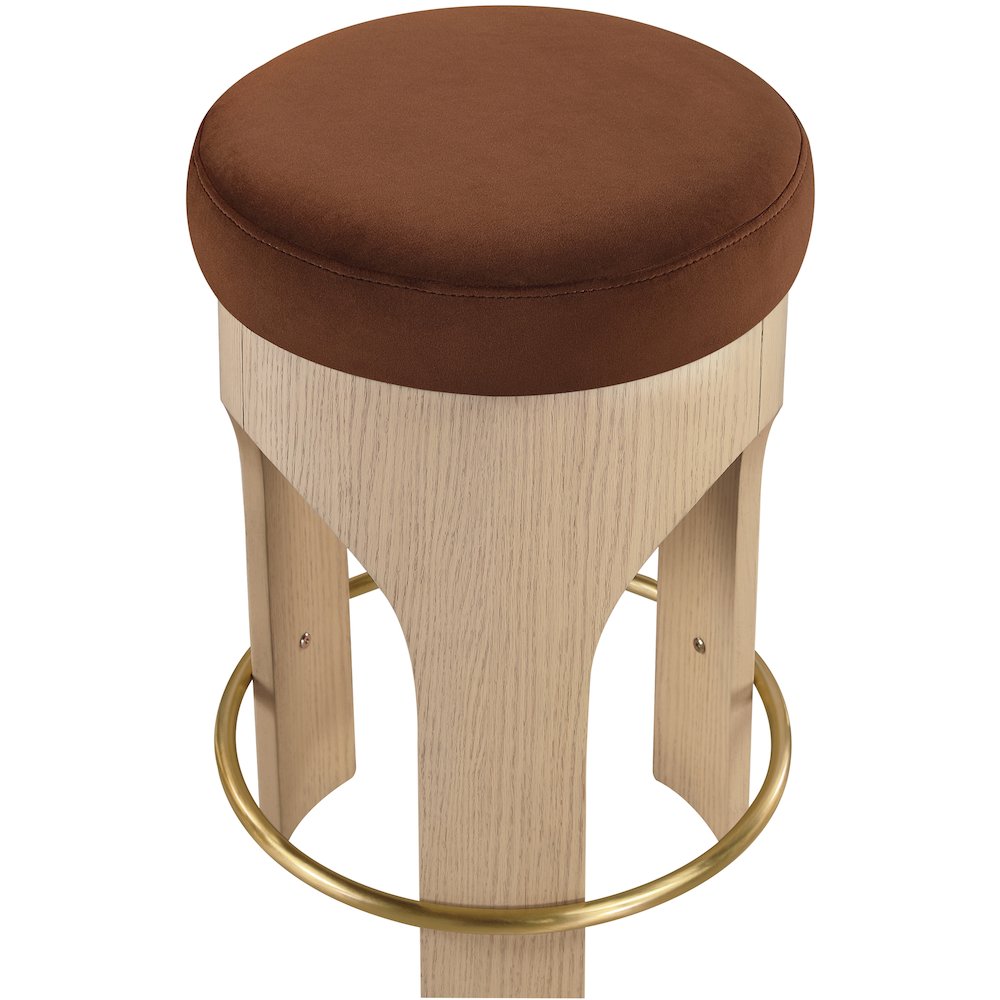 Bocceli Cognac Velvet Upholstered Counter Stool. Picture 7