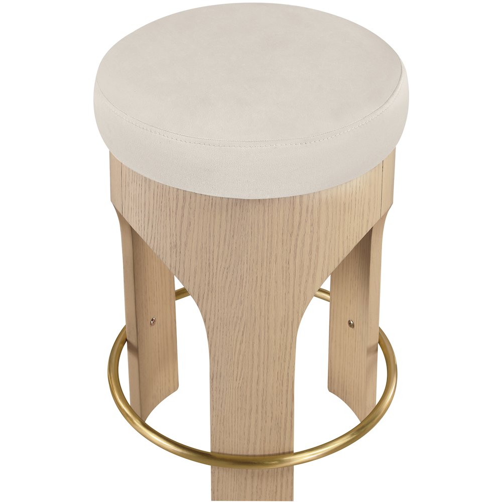 Bocceli Cream Velvet Upholstered Counter Stool. Picture 7