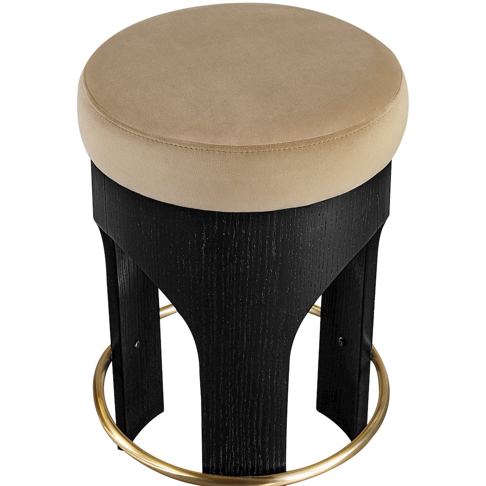 Bocceli Beige Velvet Upholstered Counter Stool. Picture 7