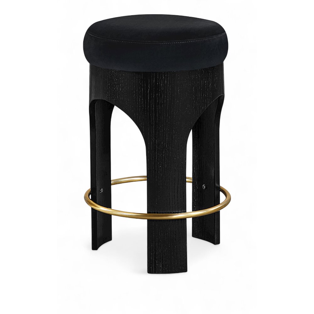 Bocceli Black Velvet Upholstered Counter Stool. Picture 1