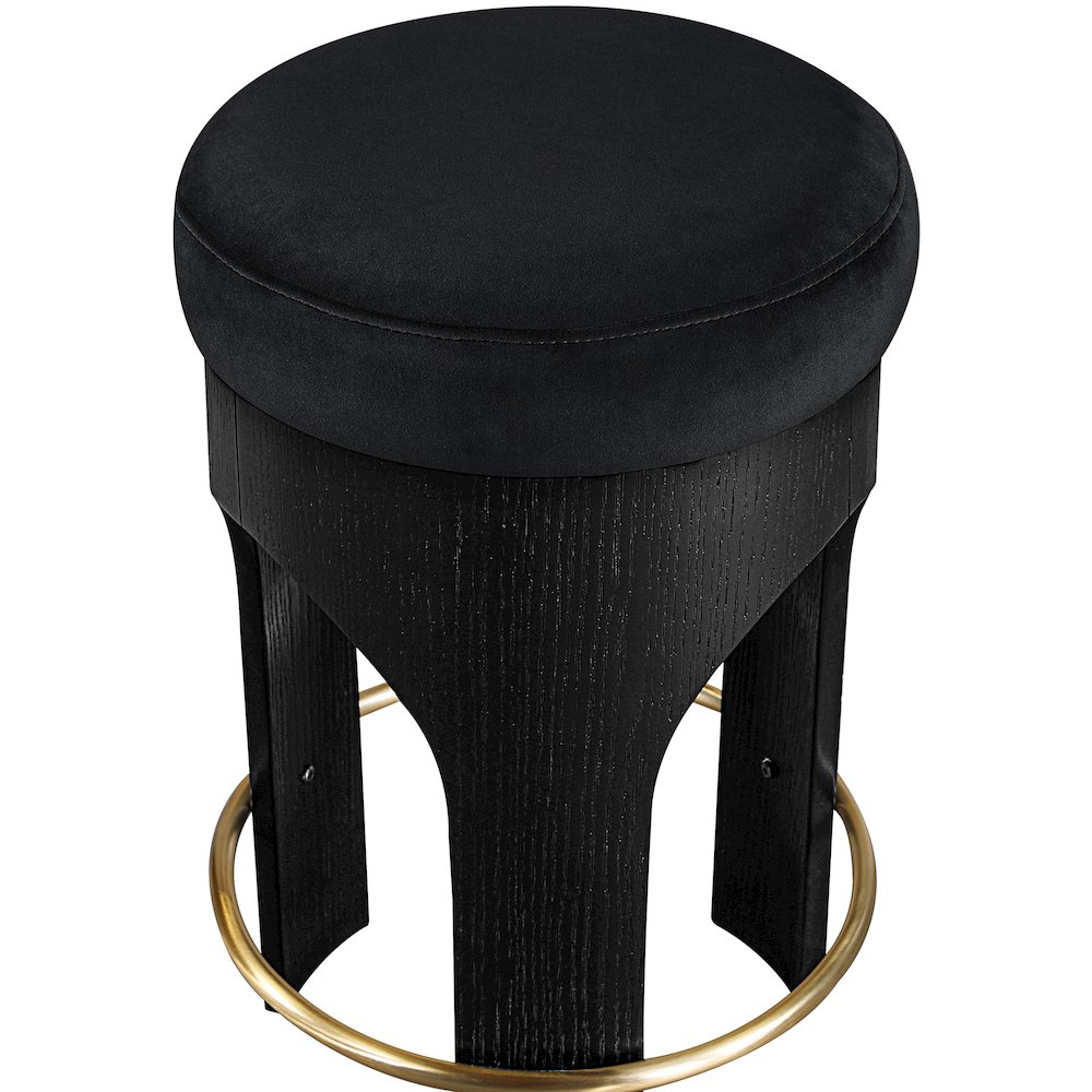 Bocceli Black Velvet Upholstered Counter Stool. Picture 7