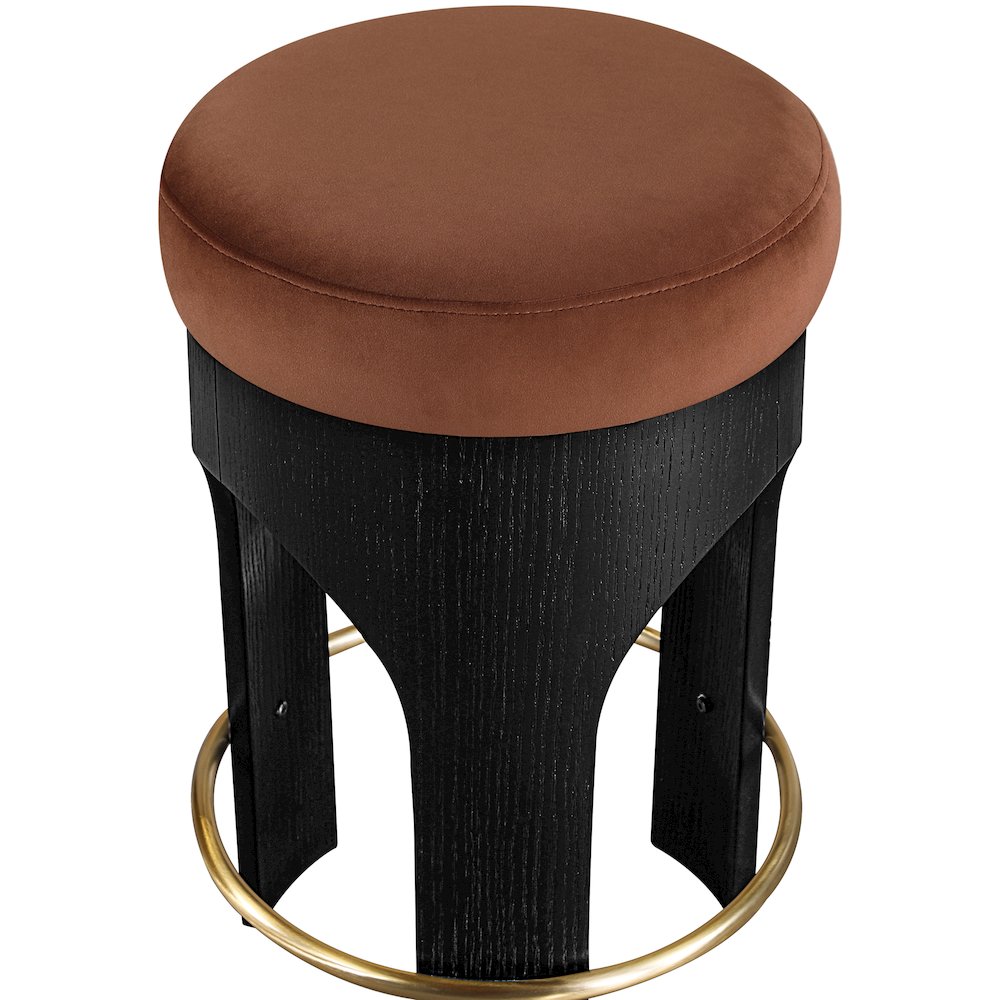 Bocceli Cognac Velvet Upholstered Counter Stool. Picture 7
