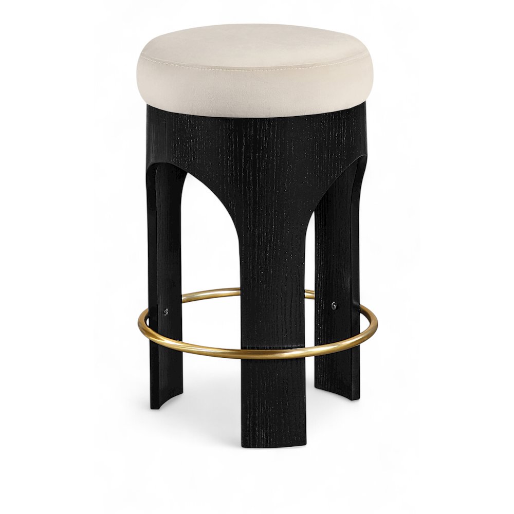 Bocceli Cream Velvet Upholstered Counter Stool. Picture 1