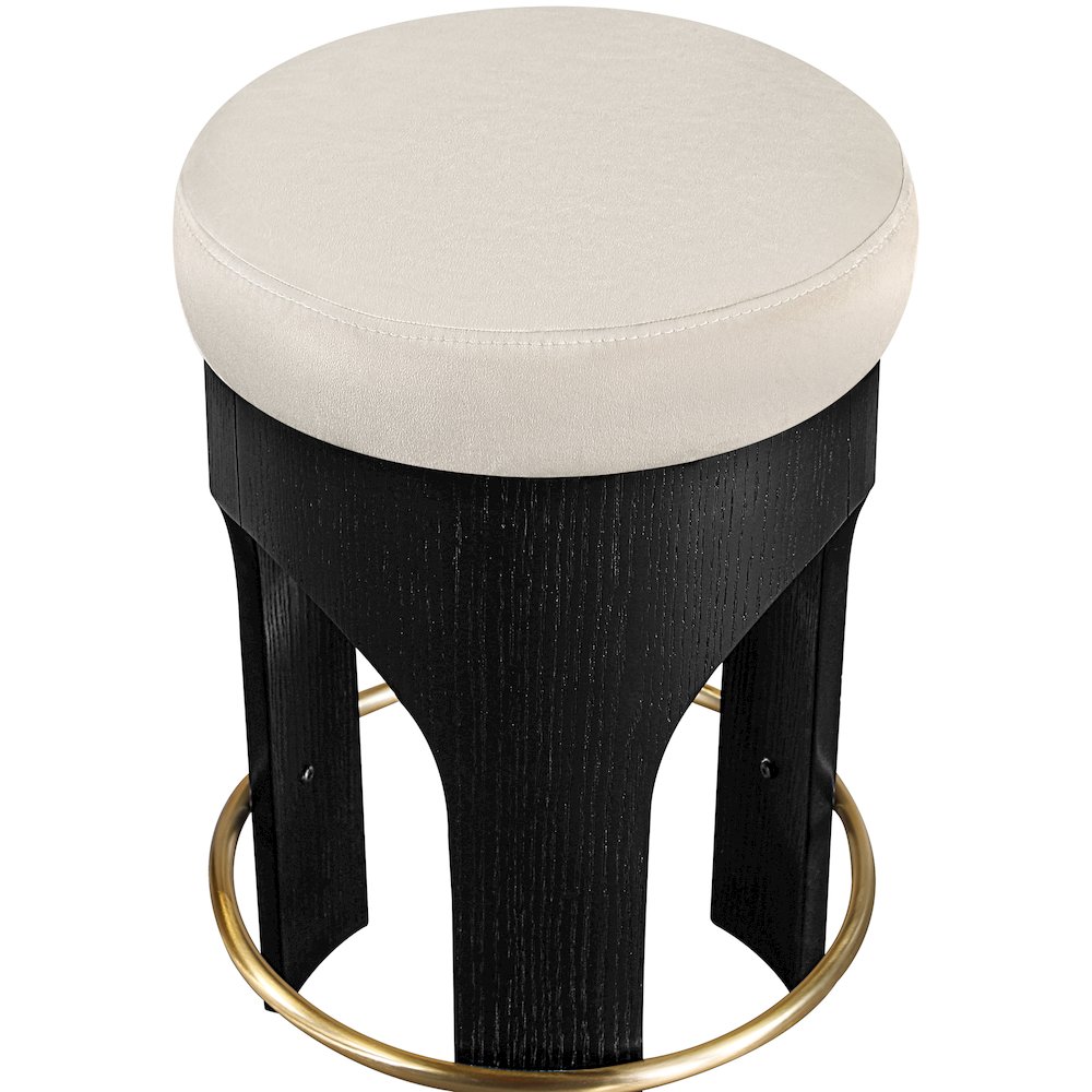 Bocceli Cream Velvet Upholstered Counter Stool. Picture 7