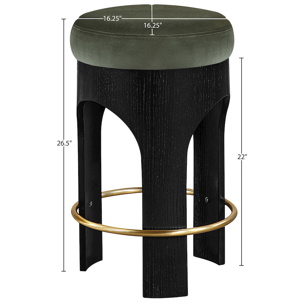 Bocceli Green Velvet Upholstered Counter Stool. Picture 4