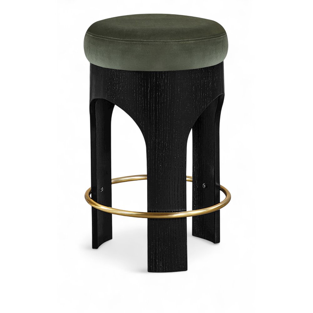 Bocceli Green Velvet Upholstered Counter Stool. Picture 1