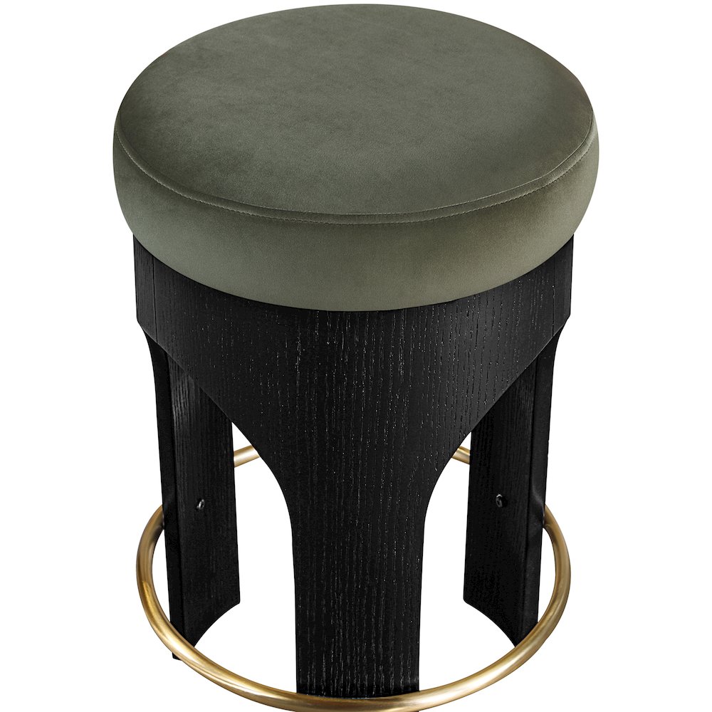 Bocceli Green Velvet Upholstered Counter Stool. Picture 7